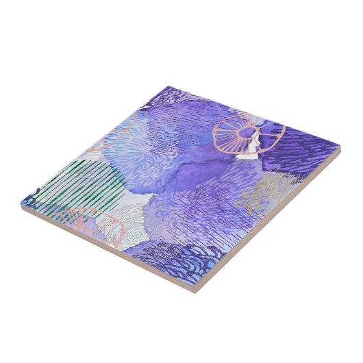 Paars abstract ontwerp tegeltje (Zijkant)