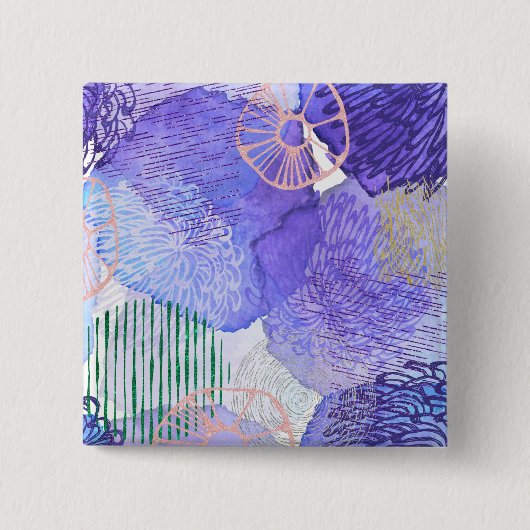 Paars abstract ontwerp vierkante button 5,1 cm (Voorkant)