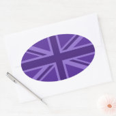 Paars Accent Union Jack Decor Ovale Sticker (Envelop)