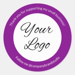 Paars Add Logo Klein Zakelijk Bedankt Ronde Sticker