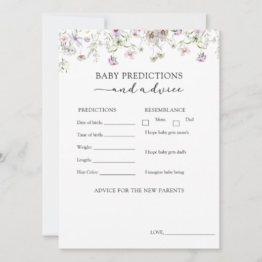 Paars advies en voorspellingen over de Baby van wi Kaart (Voorkant)