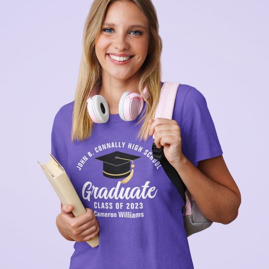 Paars Afgestudeerde Middelbare School Maatwerk Afs T-shirt