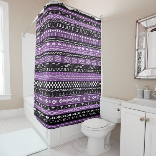 Paars Afrikaans etnisch schoengordijn Douchegordijn (In situ)