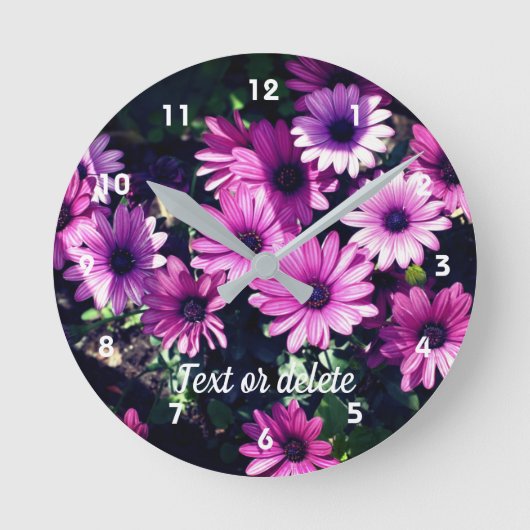 Paars-Afrikaanse Daisy Flowers gepersonaliseerd Ronde Klok (Voorkant)