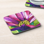 Paars-Afrikaanse Daisy waterverf Bier Onderzetter (Linkerzijde)