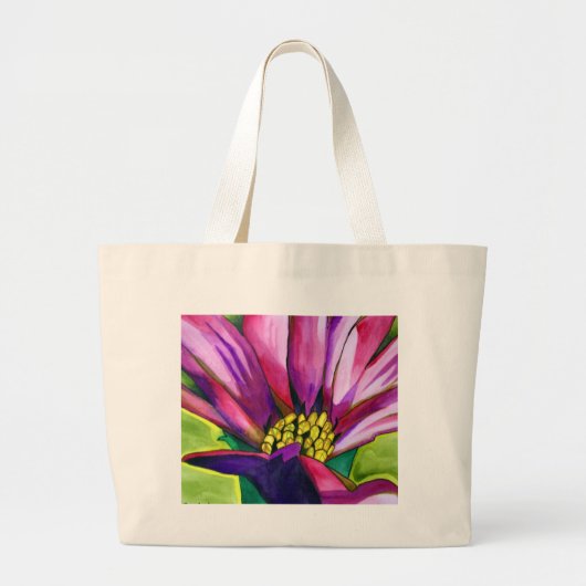 Paars-Afrikaanse Daisy waterverf Grote Tote Bag (Voorkant)