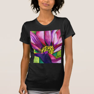 Paars-Afrikaanse Daisy waterverf T-shirt