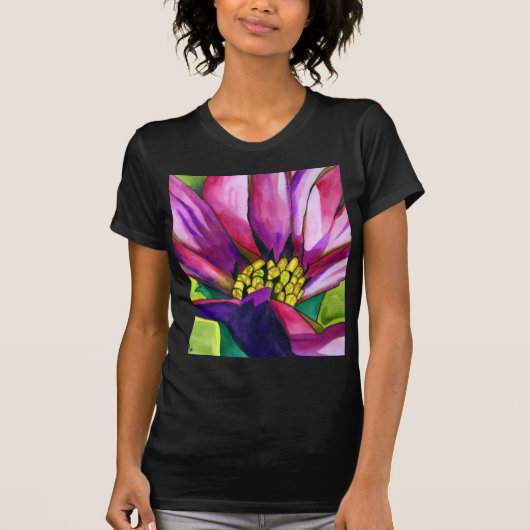 Paars-Afrikaanse Daisy waterverf T-shirt (Voorkant)