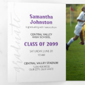 Paars Afstudeer Script Modern Drie Foto Drieluik Uitnodiging (Binnenzijde eerst)