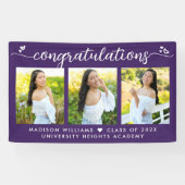 Paars Afstuderen 3 Foto Modern Calligrafie Harart. Spandoek (Horizontaal)