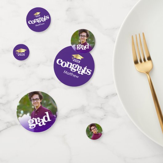 Paars afstuderen 3 foto moderne vetgedrukte typogr confetti (Groep)