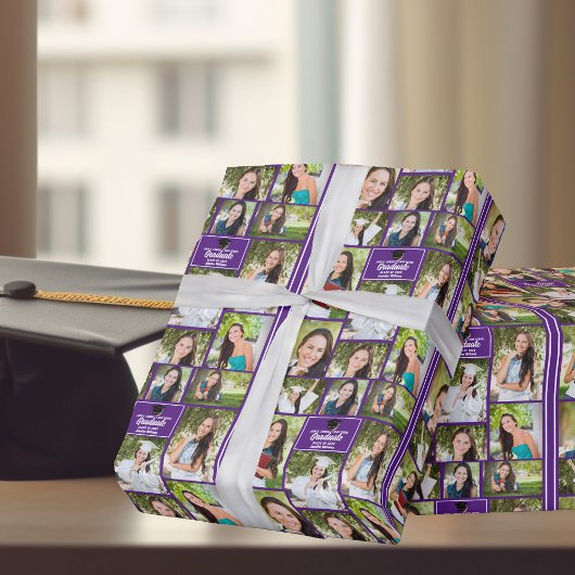 Paars Afstuderen 9 Foto Collage Modern Afstuderen Cadeaupapier