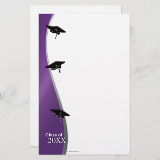 Paars Afstuderen, briefpapier (Voorkant / Achterkant)
