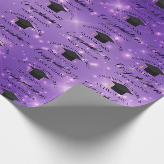 Paars Afstuderen Chic Custom Afstuderen Cadeaupapier (Hoek)