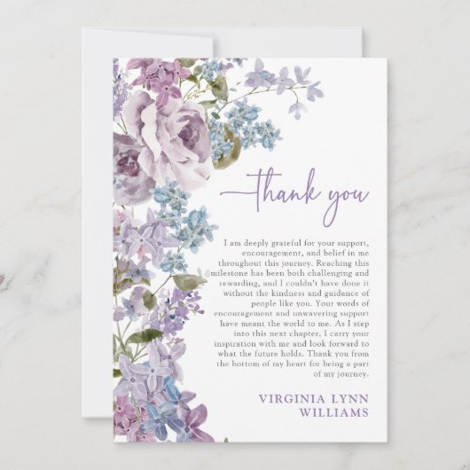 Paars Afstuderen Foto Bedankkaart (Voorkant)