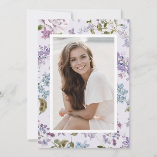 Paars Afstuderen Foto Bedankkaart (Achterkant)