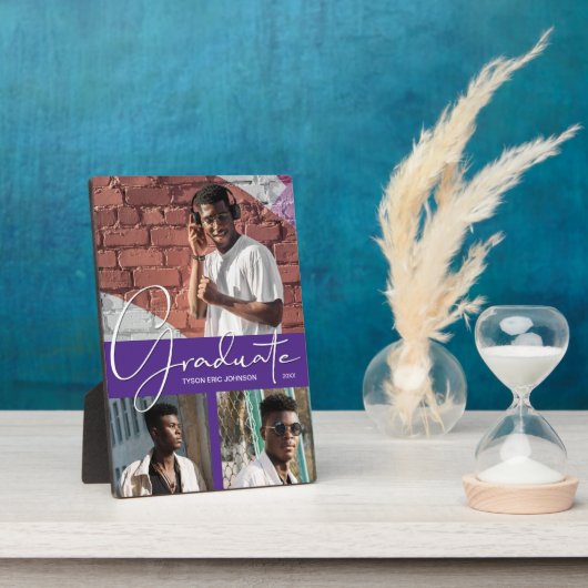 Paars Afstuderen Foto Collage Fotoplaat (Zijkant)