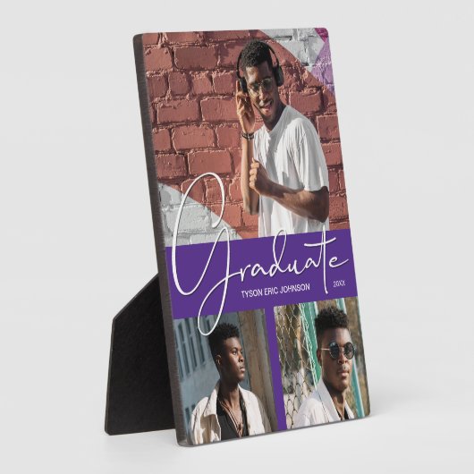 Paars Afstuderen Foto Collage Fotoplaat (Zijkant)