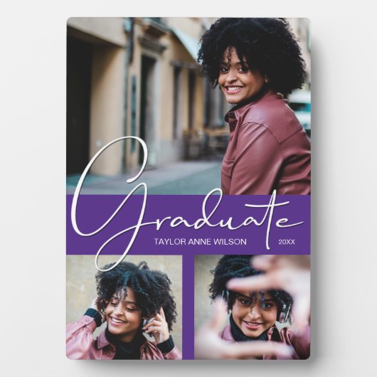 Paars Afstuderen Foto Collage Fotoplaat (voorkant)