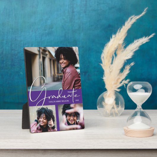 Paars Afstuderen Foto Collage Fotoplaat (Zijkant)