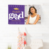 Paars afstuderen foto goud pet gedurfd modern spandoek (Insitu)
