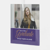 Paars Afstuderen Foto met Afstuderen Kerstmis Glas Ornament (Voorkant links)