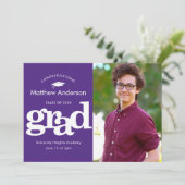 Paars afstuderen foto moderne gedurfde typografie aankondiging (Staand voorkant)