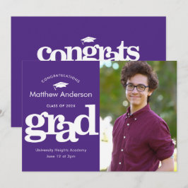 Paars afstuderen foto moderne gedurfde typografie aankondiging