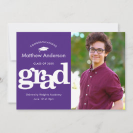 Paars afstuderen foto moderne gedurfde typografie aankondiging