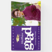 Paars afstuderen fotogoud pet modern vet spandoek (Verticaal)