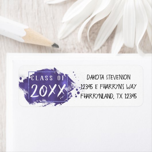 Paars Afstuderen | Modern Paint Afstudeerder Adres Etiket (Insitu)