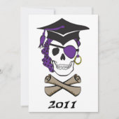 Paars Afstuderen Pirate Skull Kaart (Voorkant)