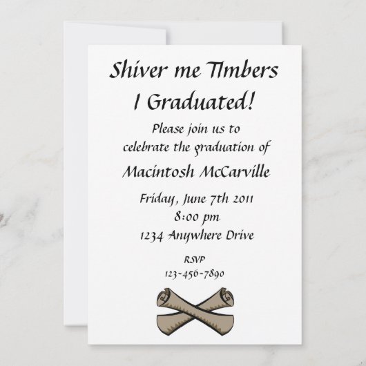 Paars Afstuderen Pirate Skull Kaart (Achterkant)