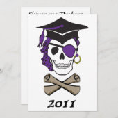 Paars Afstuderen Pirate Skull Kaart (Voorkant / Achterkant)