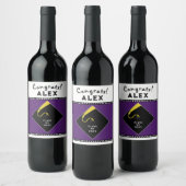 Paars Afstuderen Wijn Etiket (Flessen)