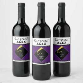 Paars Afstuderen Wijn Etiket