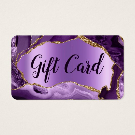 Paars AGATE Cadeaubon Visitekaartje (Voorkant)