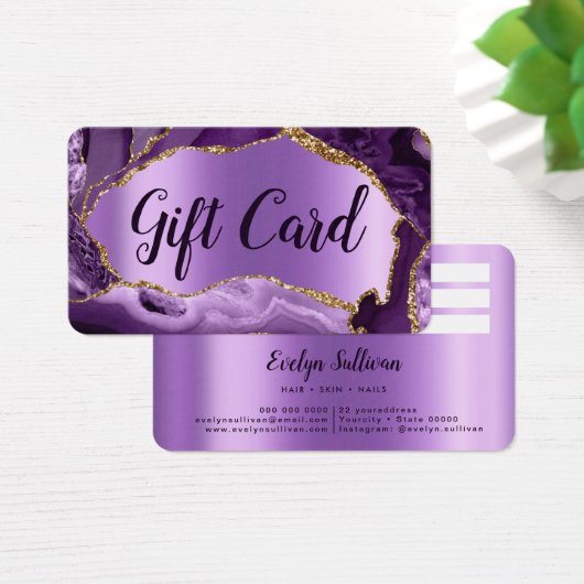 Paars AGATE Cadeaubon Visitekaartje (Bureau)