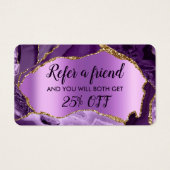 paars-agate faux-folie verwijzingskaart visitekaartje (Voorkant)