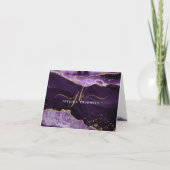 Paars-Agate Geode Gold Glitter-monogram Notitiekaartje (Voorkant)