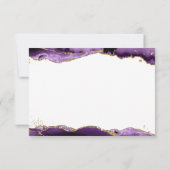 Paars-Agate Geode Gold Glitter-script monogram Notitiekaartje (Achterkant)