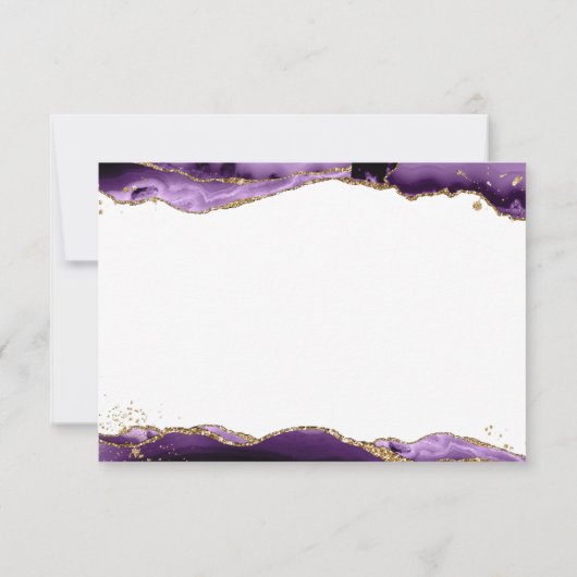 Paars-Agate Geode Gold Glitter-script monogram Notitiekaartje (Achterkant)
