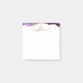 Paars-Agate Geode Gold Glitter-script monogram Post-it® Notes (Voorkant)