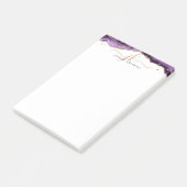 Paars-Agate Geode Gold Glitter-script monogram Post-it® Notes (Schuin)