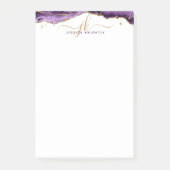 Paars-Agate Geode Gold Glitter-script monogram Post-it® Notes (Voorkant)