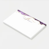 Paars-Agate Geode Gold Glitter-script monogram Post-it® Notes (Schuin)