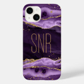 Paars Agate Geode Monogram Naam Gold Glitter Case-Mate iPhone Case (Achterkant)