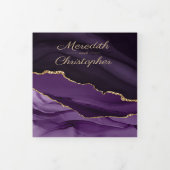 Paars Agate Gold Glitter Photo Wedding Square Drieluik Uitnodiging (Cover)