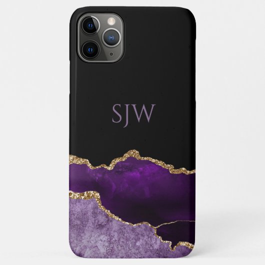 Paars Agate Monogram Gold Glitter Case-Mate iPhone Case (Achterkant)