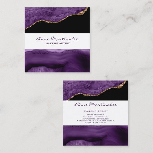Paars Agate Square Visitekaartje (Voorkant / Achterkant)